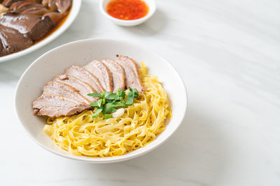 Close-up of food in bowl on table