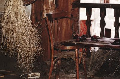 Clothes hanging on wood