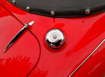 High angle view of red car