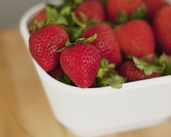 Close-up of strawberries in bowl