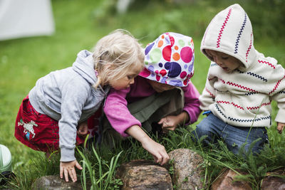 Three girls playing outside, skine, sweden