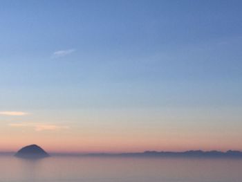 Scenic view of sea against sky at sunset