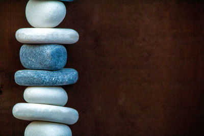 Stack of stones on table