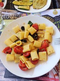 High angle view of food in plate