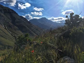 Scenic view of mountains against sky