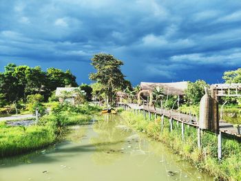 Bridge over river against sky