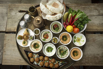 High angle view of food on table