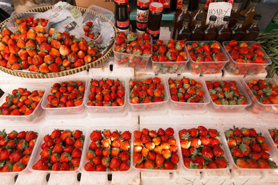 Variety of food for sale at market stall