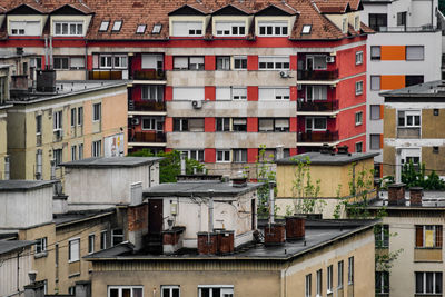 High angle view of residential buildings