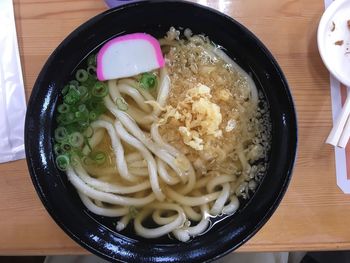 High angle view of soup in bowl