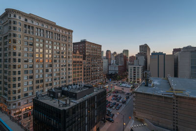 View of skyscrapers in city