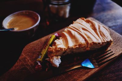 Close-up of bread in plate on table