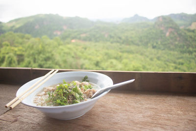 Close-up of food on table