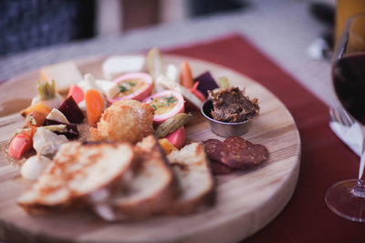 Close-up of food on cutting board