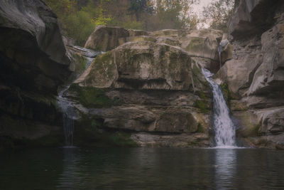 Scenic view of waterfall in forest