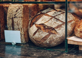 Close-up of bread on table at store