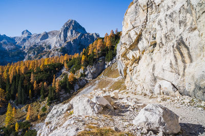 Scenic view of rocky mountains against sky