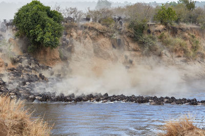 Scenic view of waterfall