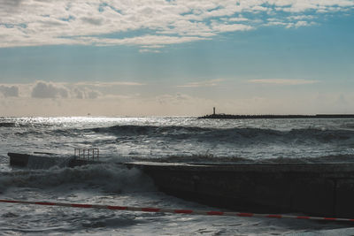 View of sea against cloudy sky