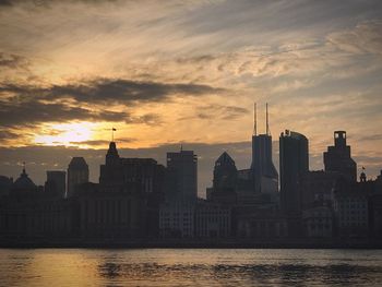 View of city at sunset