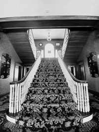 Low angle view of staircase leading towards building