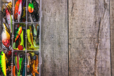 High angle view of various objects