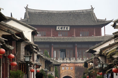 Low angle view of buildings in city