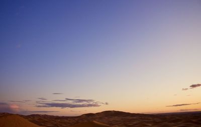 Scenic view of landscape against clear sky during sunset