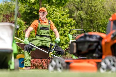 Gardener working in yard