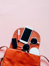 Close-up of mobile phone on table