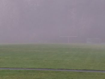 Scenic view of field in foggy weather
