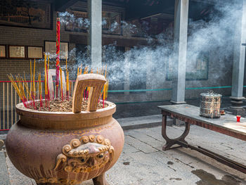 Temple against building