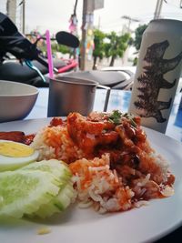 Close-up of food served in plate