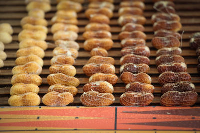 Close-up of peanuts on table