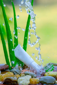 Close-up of water splashing in container