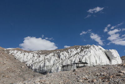 Panoramic view of landscape against blue sky