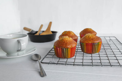 Close-up of cupcakes on table