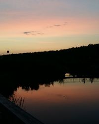 Scenic view of lake against sky at sunset