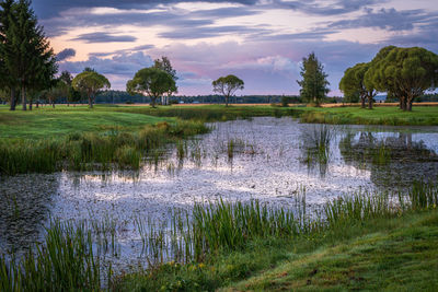 Scenic view of lake against sky