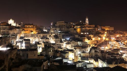 View of illuminated cityscape during winter