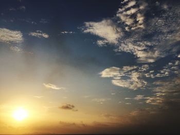 Low angle view of sky at sunset