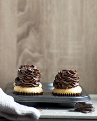 Close-up of cupcakes on table