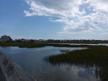 Scenic view of lake against sky