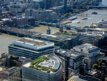 High angle view of buildings and river thames in london