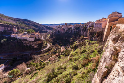 Cuenca, spain. elevated view of huécar river and cityscape