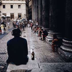 People walking in city