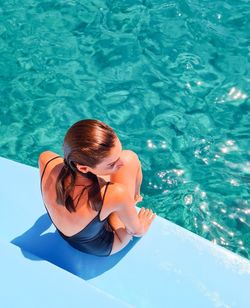 High angle view of woman in swimming pool