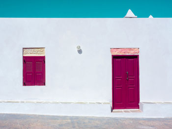 Closed door of building