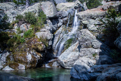 Scenic view of waterfall