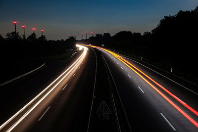 Light trails on highway at night